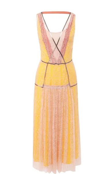 Приталенное платье-миди с кружевной отделкой Bottega Veneta