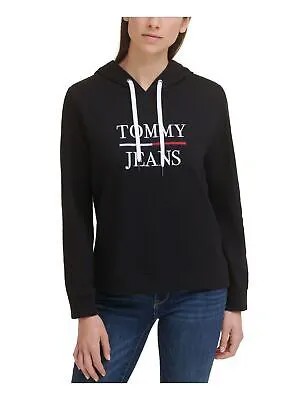TOMMY JEANS Женская черная эластичная худи с длинными рукавами и логотипом на шнурке, топ XL