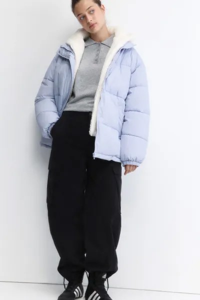 Куртка oversize стеганая с флисовым капюшоном
