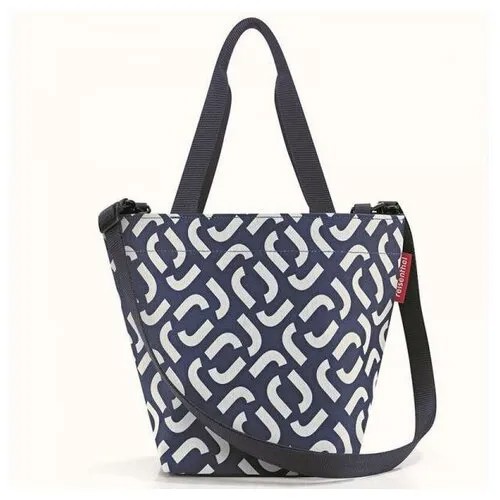 Сумка шоппер женская Reisenthel Shopper M Signature Navy ZS4073, с принтом, большой, тканевый
