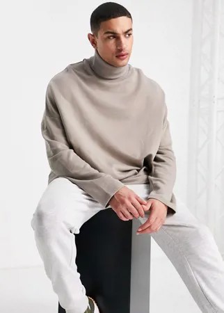 Очень свободный зеленый свитшот в стиле oversized с воротником-стойкой от комплекта ASOS DESIGN-Светло-бежевый цвет