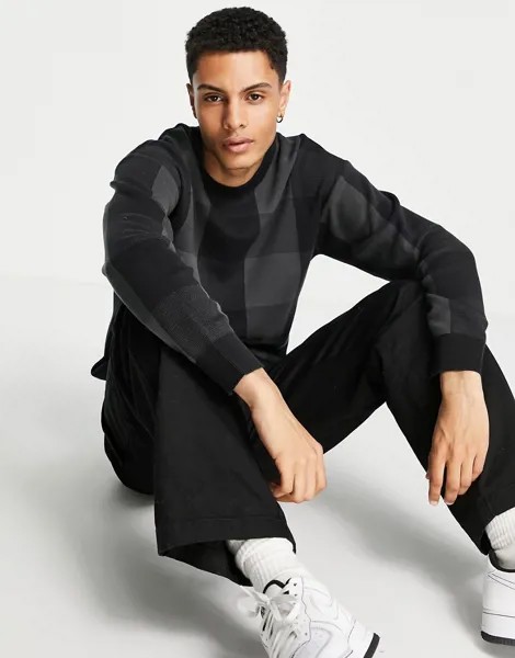 Oversized-джемпер из органического хлопка в клетку черного и серого цветов Selected Homme-Разноцветный