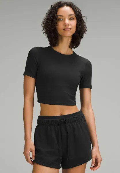 Базовая футболка HOLD TIGHT STRAIGHT HEM CROPPED lululemon, черный