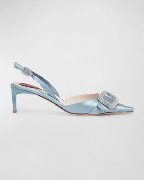 Туфли d'Orsay со стразами и пяткой на пятке Roger Vivier, цвет Blue