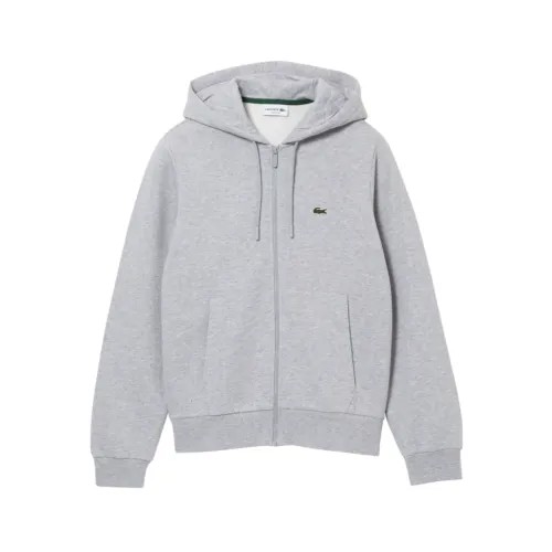 Мужская флисовая толстовка с капюшоном Lacoste Grey Chine Kangaroo Pocket