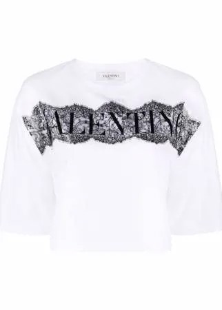 Valentino lace-panel cropped T-shirt
