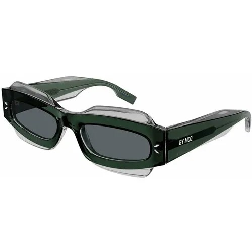 Солнцезащитные очки Alexander McQueen, прямоугольные, оправа: пластик, с защитой от УФ, зеленый