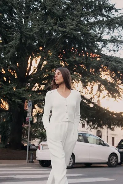 Мягкий на ощупь вязаный кардиган ZARA, белый