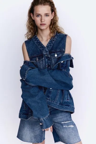 Мешковатые джинсовые шорты с низкой посадкой H&M, синий