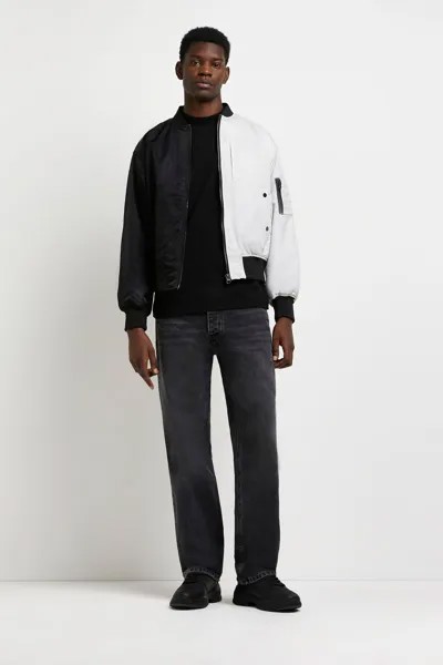 Бомбер со сплайсингом River Island, черный