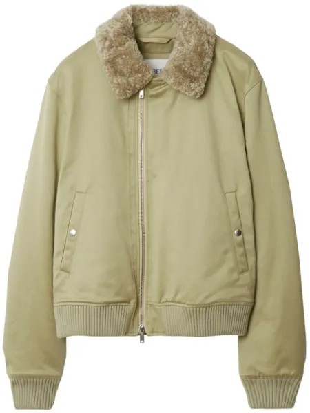 Burberry бомбер с меховым воротником, нейтральный цвет