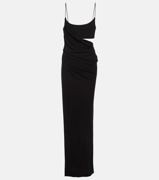Асимметричное платье макси из джерси с драпировкой Alex Perry, черный