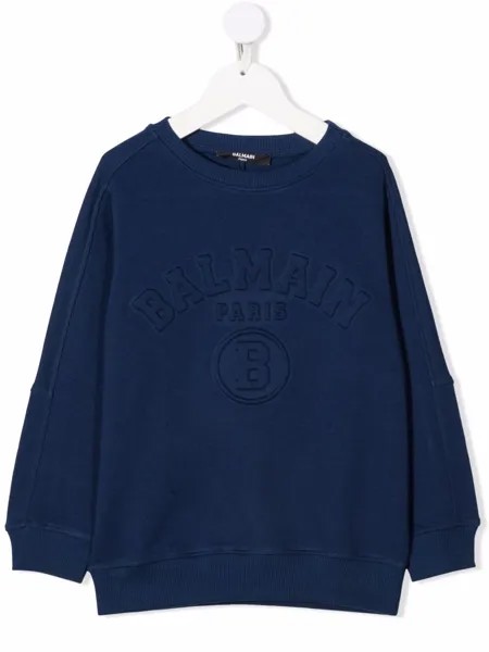 Balmain Kids толстовка с тисненым логотипом