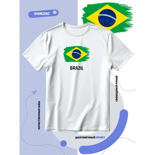 Футболка SMAIL-P с флагом Бразилии-Brazil, размер 3XS, белый