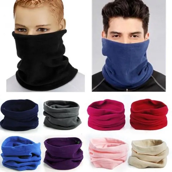 Unisex Fleece Snood Шарф Лыжная Балаклава Шея Зимняя теплее Лицо Маска Beanie Шляпа