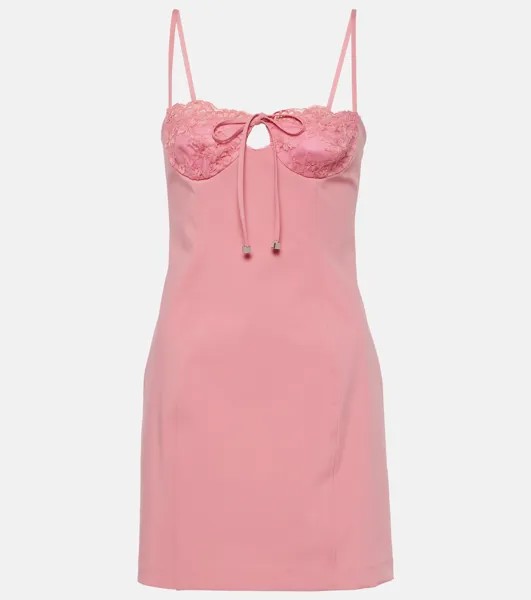 Мини-платье с кружевной отделкой Blumarine, розовый