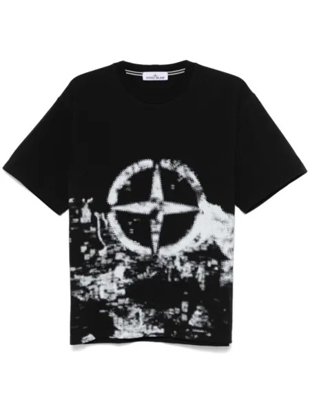 Stone Island футболка с принтом компаса, черный