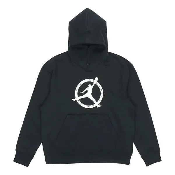 Толстовка Men's Air Jordan x OFF-WHITE Crossover Logo Embroidered Fleece Stay Warm Pullover Hooded Sports Asia Edition Black, черный