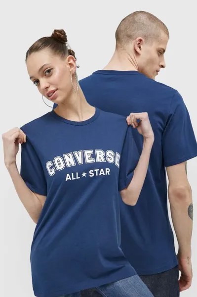 Хлопковая футболка Converse, темно-синий
