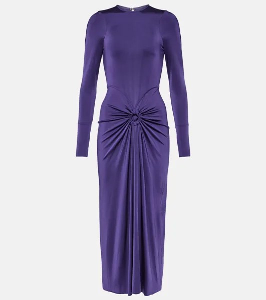 Платье миди со сборками Victoria Beckham, фиолетовый