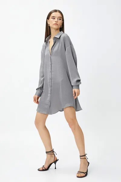 Короткое платье-рубашка Koton, серый