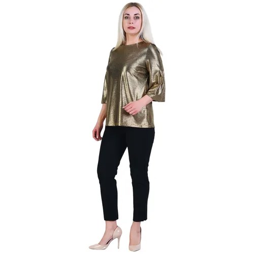 Блуза  Olsi, нарядный стиль, полуприлегающий силуэт, укороченный рукав, однотонная, размер 64, золотой
