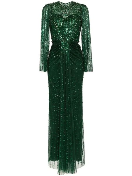 Платье со стразами Jenny Packham, зеленый