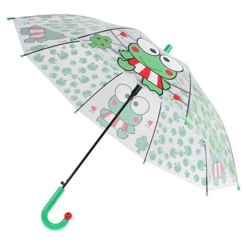 Зонт-трость BRADEX, полуавтомат, купол 66 см., чехол в комплекте, бесцветный, зеленый