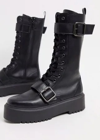 Черные ботинки с пряжками ASOS DESIGN-Черный цвет