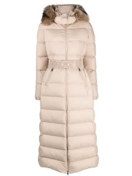 Moncler парка-пуховик Fudson с капюшоном, нейтральный цвет