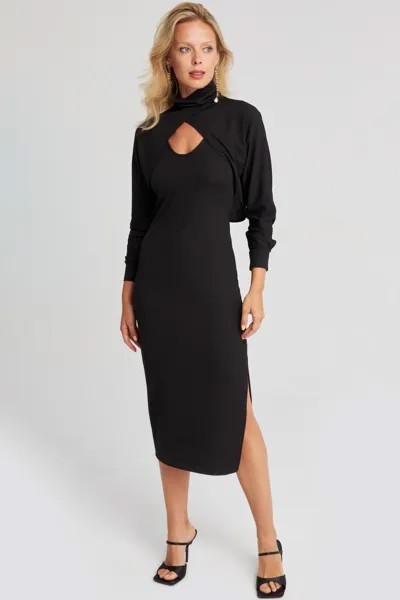 Женское черное двойное платье-болеро миди KED133 Cool & Sexy, черный
