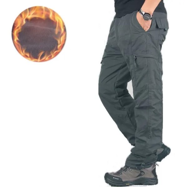 Мужские брюки на кулиске и бархатный тактический комбинезон с несколькими карманами
