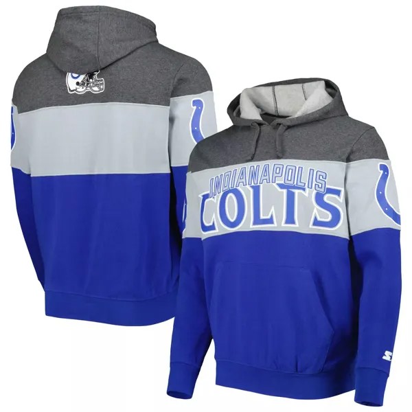 Мужской пуловер с капюшоном Royal/Heather Charcoal Indianapolis Colts Extreme Starter