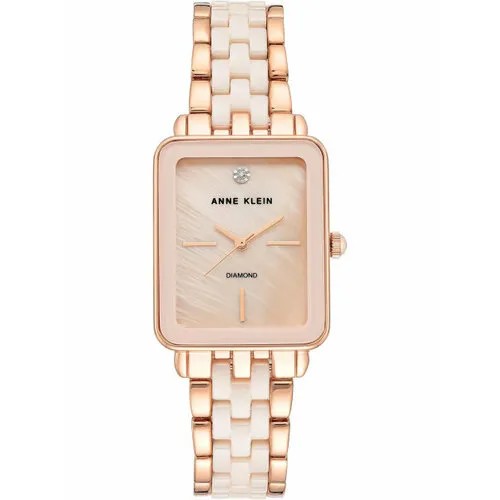 Наручные часы ANNE KLEIN Ceramic Diamond 3668LPRG, золотой, розовый