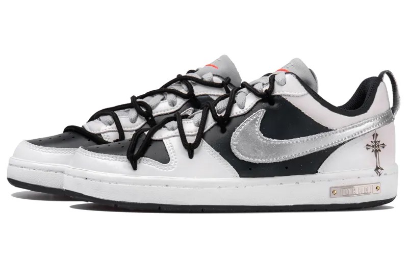 Кроссовки Nike Court Borough Skateboarding Shoes Women's Low-top White/blue-black/silver, белый/серебряный