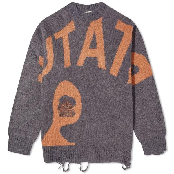 Джемпер P.A.M Mutate Distressed Crew Knit, пепельно-серый/оранжевый
