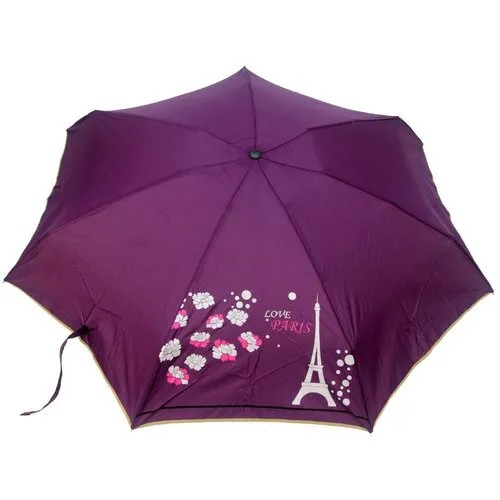 Мини-зонт механика, 5 сложений, купол 91 см., 7 спиц, чехол в комплекте, для женщин, фиолетовый