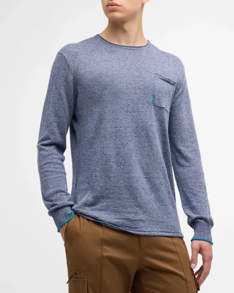Мужская меланжевая футболка из льна и хлопка Scotch & Soda, цвет Navy Blue