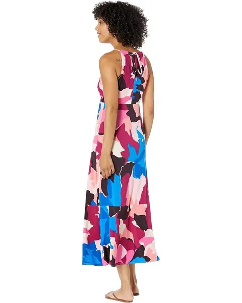 Платье Donna Morgan Printed Halter Midi Dress, цвет Beige/Magenta