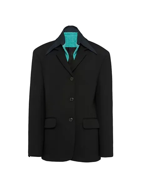 Однобортный пиджак из габардина Prada, черный