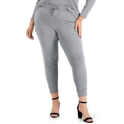 Женские удобные спортивные штаны Anne Klein серебристого цвета с эффектом металлик, домашняя одежда Plus 2X BHFO 1475