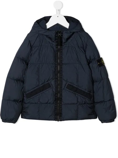 Stone Island Junior пуховик с вышитым логотипом