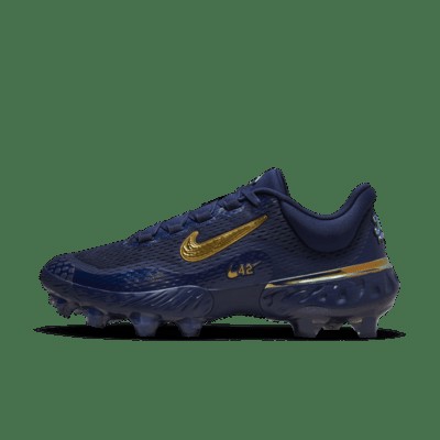 Бутсы Nike Alpha Huarache Elite 4 Low MCS JRD Baseball Cleats, цвет Midnight Navy/Midnight Navy/Metallic Gold