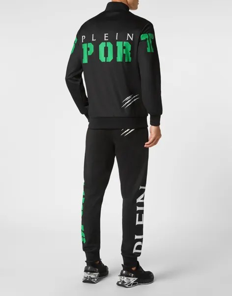 Спортивный костюм для бега: топ/брюки Plein Sport, цвет Black+Green Fluo