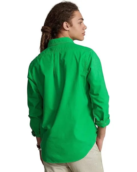 Рубашка Polo Ralph Lauren Classic Fit Long Sleeve Garment Dyed Oxford Shirt, цвет Golf Green