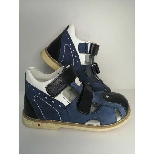 Сандалии Mini-Shoes, натуральная кожа, анатомическая стелька, каблук Томаса, размер 27, синий