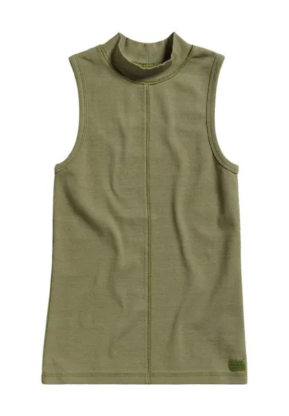 Топ, воротник-стойка, декоративный шов, женский G-STAR RAW, цвет Shamrock