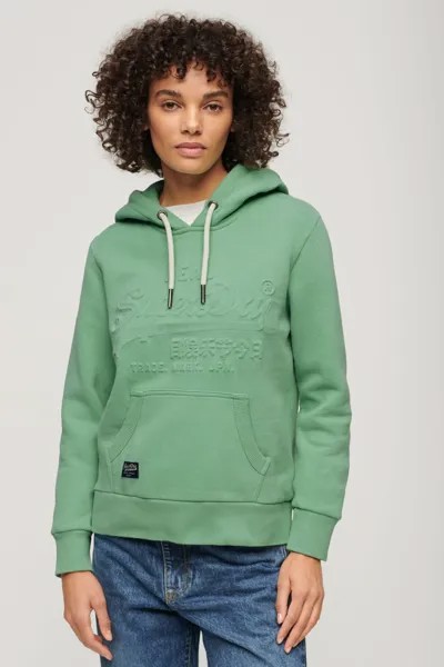 Худи с рельефным графическим принтом Superdry, зеленый