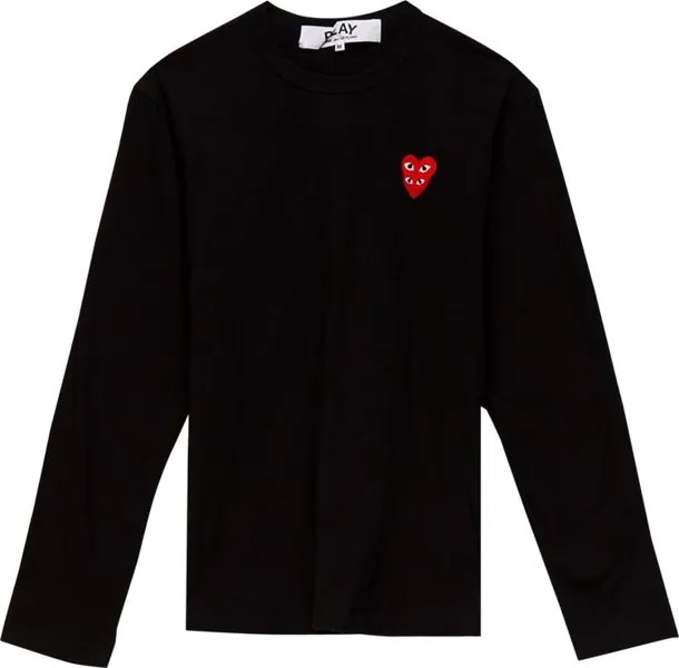 Футболка Comme des Garçons PLAY Double Heart Long-Sleeve T-Shirt 'Black', черный