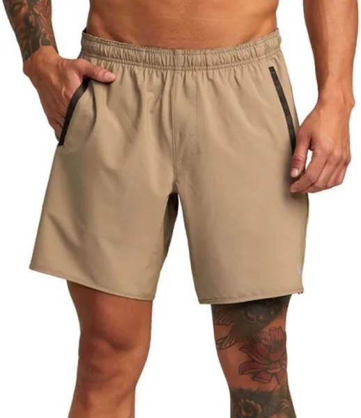RVCA Yogger Performance Stretch 17 Однотонные прогулочные шорты с внешним швом, бежевый